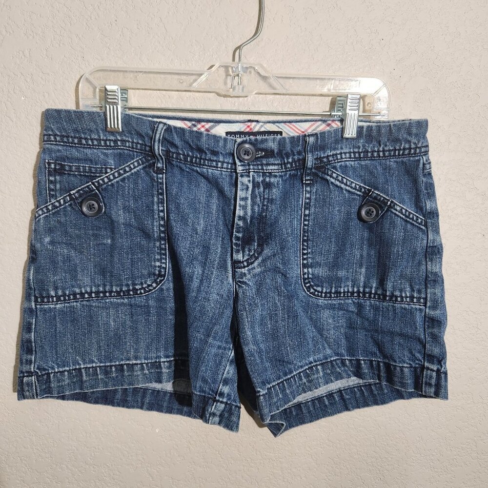 Tommy Hilfiger Shorts Womens Size 8 Classic Fit Button Flap Pockets Denim